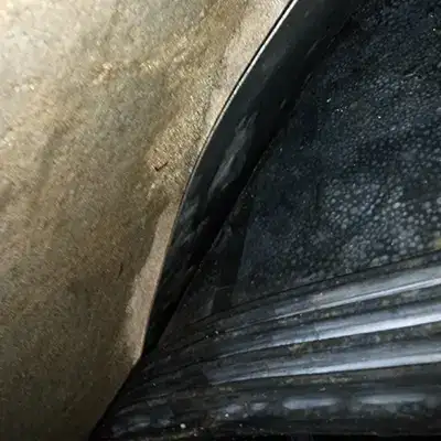 A backing plate positioned behind a rubber seal in a pipe