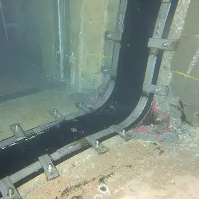 A box culvert that has been sealed with a HydraTite seal, installed over a corner form