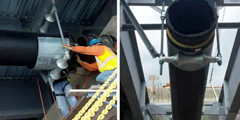 A newly installed pipe being opened back up