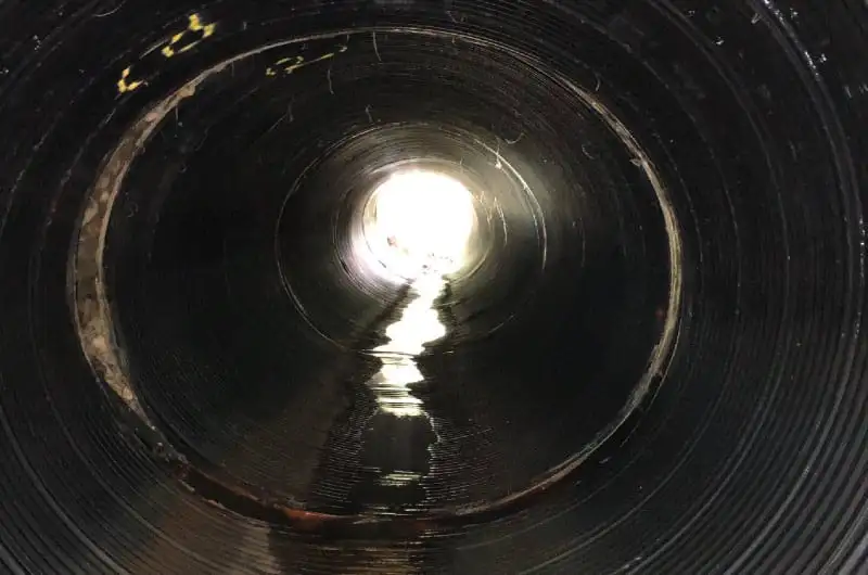 Corrugated metal pipe that has severe separation at the joint