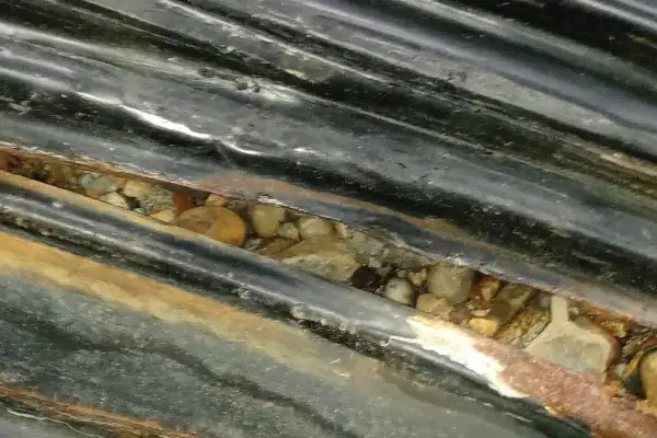 Corrugated metal pipe that has severe separation at the joint