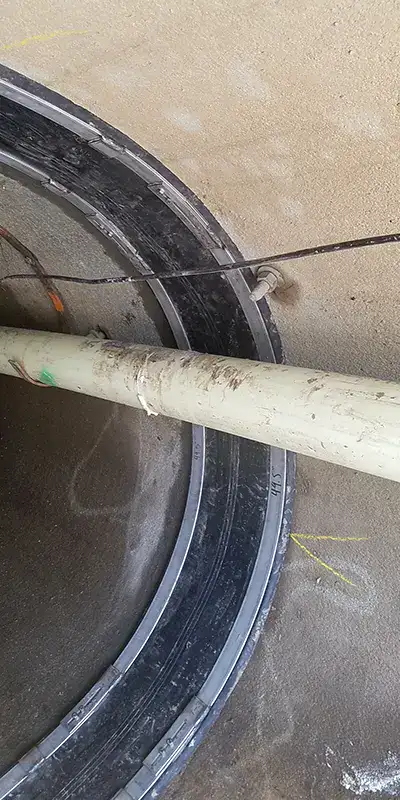 HydraTite installed over a joint in an elliptical pipe