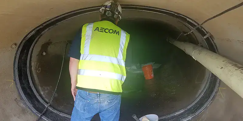 HydraTite installed over a joint in an elliptical pipe