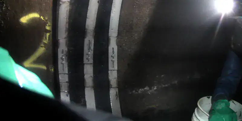 HydraTite installed over a joint with three stainless steel retaining bands