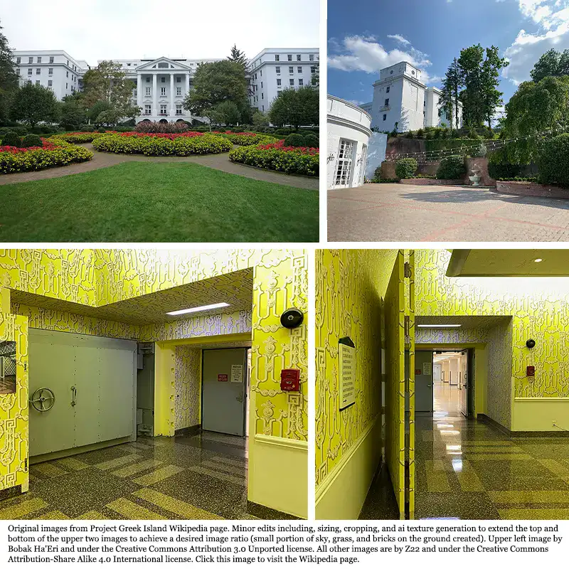 Several images of a facility, inside and out