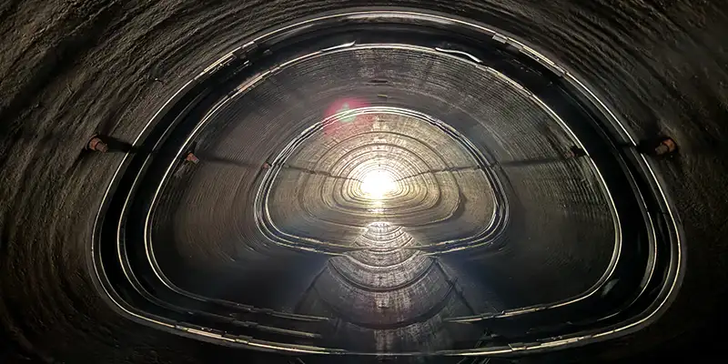 HydraTite installed in an irregularly-shaped pipe with three retaining bands