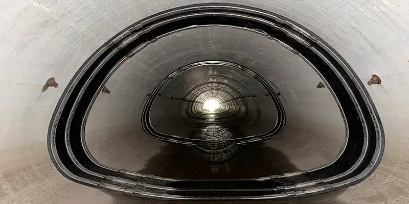 HydraTite installed in an irregularly-shaped pipe with three retaining bands