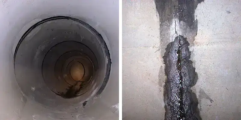a couple images of a air supply line pipe with compromised joints
