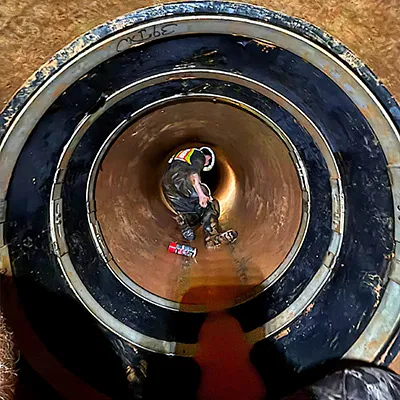A double-wide HydraTite seal installed to eliminate leaks at this joint