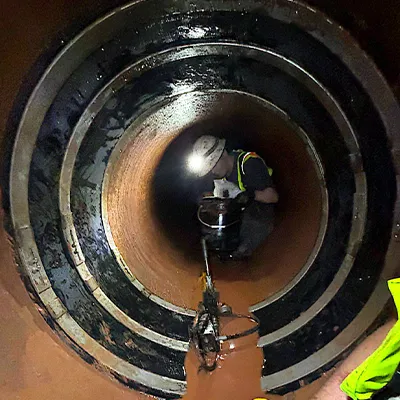 A double-wide HydraTite seal installed to eliminate leaks at this joint