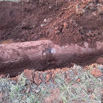 A pipe being dug up