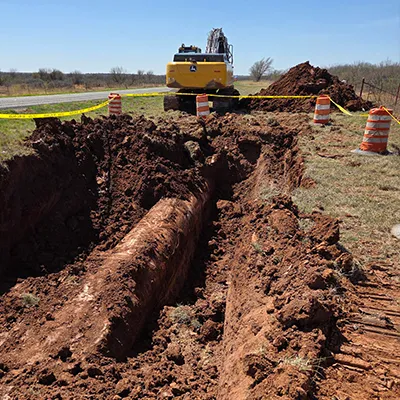 A pipe being dug up