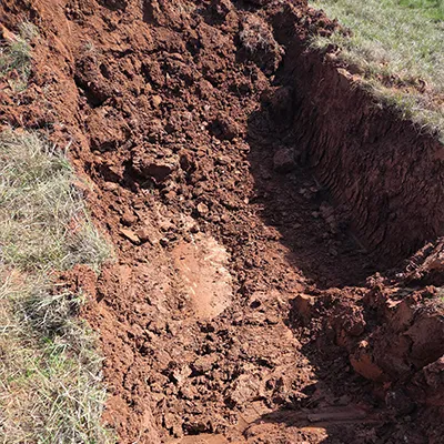 A pipe being dug up