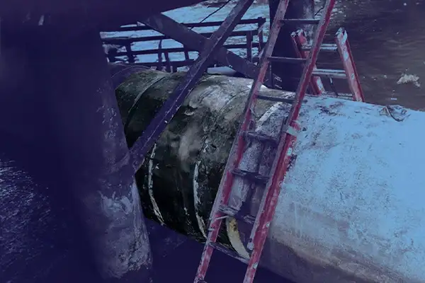 Subsea HydraWrap applied to the exterior of an outfall sanitary pipe