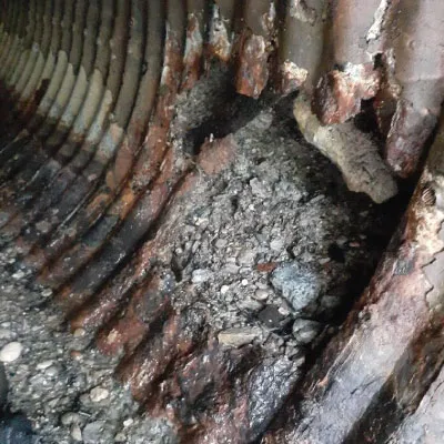 A portion of pipe corroded away in this corrugated metal pipe