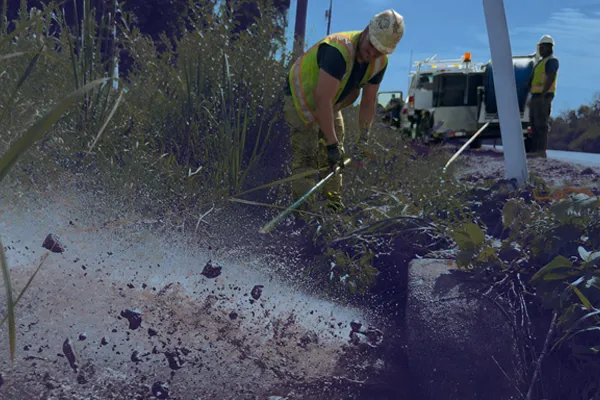 HydraTech crew cleaning out a culvert with a jetter vac